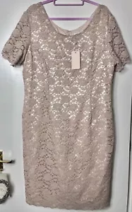 JACQUES VERT Gold Lace Cream Satin Lined Occasion Dress Size UK 22 New - Picture 1 of 7