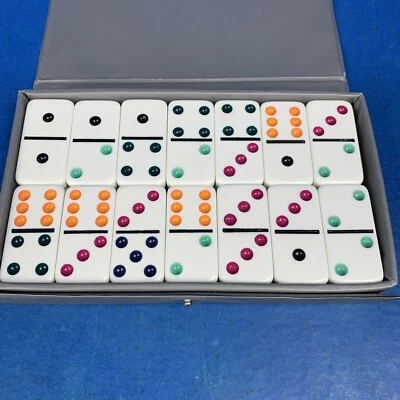 Vintage Double Six Dominoes by Cardinal In Gray Case - Image 1 of 4