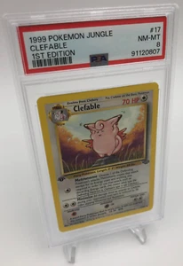 1999 POKEMON JUNGLE Trading Card CLEFABLE #17/64 1ST EDITION graded PSA NM-MT 8 - Picture 1 of 10