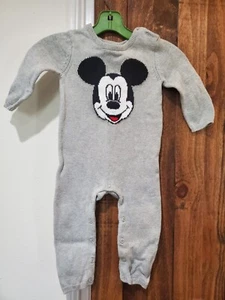 Baby Gap Disney Mickey Mouse One Piece Sweater Knit Button Romper 18-24 Month - Picture 1 of 6