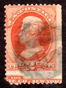 US # 178 (1875) 2c, Used, EFO: part imprint captured @ btm {Scarce} - Picture 1 of 4