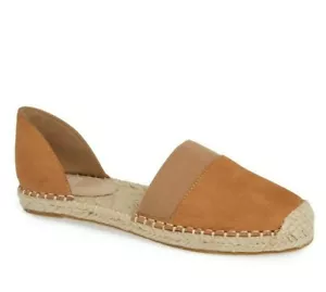 Eileen Fisher 9,5 Espadrillas D'Orsay Slip-On Flat in pelle marrone marrone chiaro - Foto 1 di 5