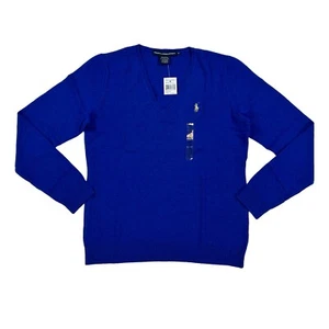 Polo Ralph Lauren Women's RL Sport Wool Blend V-Neck Sweater - Blue - Size: XL - Picture 1 of 3