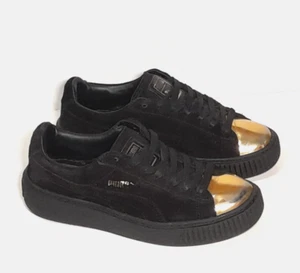 Damenschuhe EUR 38,5 PUMA Damen Suede Platform Gold Modische Sneaker - Bild 1 von 9