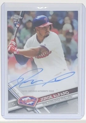2017 TOPPS CHROME JORGE ALFARO SP RC AUTO RA-JA PADRES ROOKIE CARD MINT - Image 1 of 2