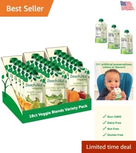 On-the-Go Baby Veggie Puree Pouches - Variety Pack of 18 Flavorful Blends - Picture 1 of 9
