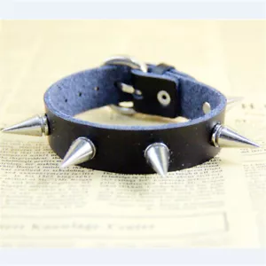 Bracciale uomo donna gotico punk rock rivetto punta borchie girocollo pelle, - Foto 1 di 6