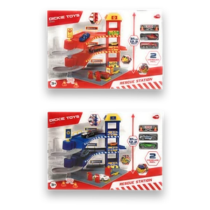 Dickie Toys Rettungsstation Parkgarage Rescue Station SOS Feuerwehr Polizei Auto - Bild 1 von 3