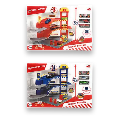 Dickie Toys Rettungsstation Parkgarage Rescue Station SOS Feuerwehr Polizei Auto