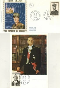 1971-Fdc Carte Maximum + Enveloppe Soie 1°jour**Général de Gaulle-Nord-Yv.1695/8 - Imagen 1 de 1