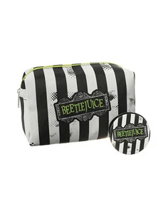 Bolso de maquillaje Beetlejuice multicolor a rayas con logotipo para mujer - Imagen 1 de 7
