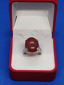 Vintage handgefertigter massiver Silber Achat Ring Größe 8,25 7,1 g - Bild 1 von 9