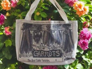 Market Tote Bag Vintage Carota Semi Ortaggi Pubblicità Nuova Con Etichetta Creative Co Op - Foto 1 di 2