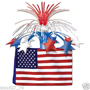 4th of July PATRIOTIC Party Decoration AMERICAN FLAG CENTERPIECE Metallic Spray - Picture 1 of 1