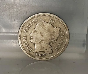 1869 Three Cent Nickel US Coin 3CN You Grade It A6 - Picture 1 of 2