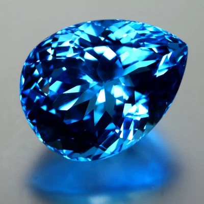 Piedra preciosa topacio azul suizo Brasil 19,13 quilates pera reveladora (17,69 x 13,64 mm) Foto 1 de 3