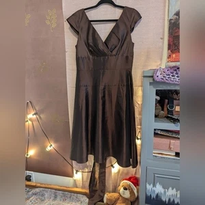 Coldwater Creek Brown Taffeta dress size 8 petite - Picture 1 of 13