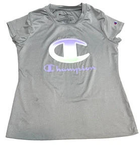 CHAMPION * silbernes sportliches T-Shirt * lila weiß grün Logo * Mädchen 14/16 - Bild 1 von 6