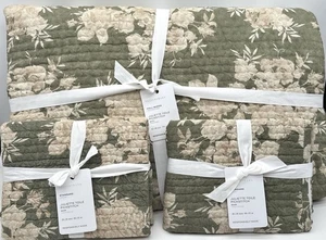 Pottery Barn~Juliette Toile Reversible Quilt + 2 Shams~Full Queen~Loden NEW - Picture 1 of 2