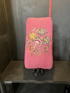 Small Antique Foot Stool With Beautiful Needle Point Cushion Horn Legs - Picture 1 of 11