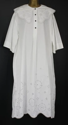 GANNI WOMENS OVERSIZED BRODERIE ANGLAISE MIDI DRESS SIZE L/XL WHITE RRP £275 IB - Image 1 of 4
