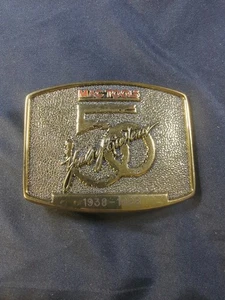 Vintage Mac Tools Brass Belt Buckle 1988 2 3/4" X 3 1/2" 50 Year anniversary - Picture 1 of 6