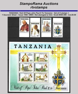 Tanzania, 1990, Sc.595-599, Visit Of Pope John Paul II, MNH, Cat.$9.50 - Picture 1 of 1