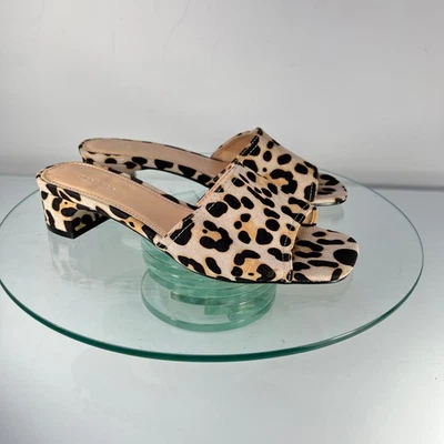 Sandalias Topshop Diva de tacón deslizable 37 EE. UU. 6,5 estampado de leopardo sin cordones Foto 1 de 4