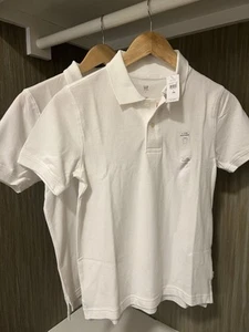 2 Pack Kids Boys White Cotton Short Sleeve Pique Polo Shirt Size L (10) NWT - Picture 1 of 4