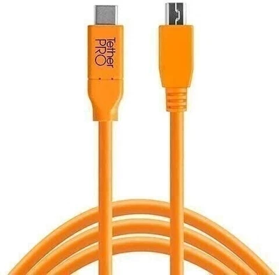 TetherPro USB-C to 2.0 Micro-B 5-Pin, 15' (4.6m) (High Visibility Orange) - Image 1 of 4