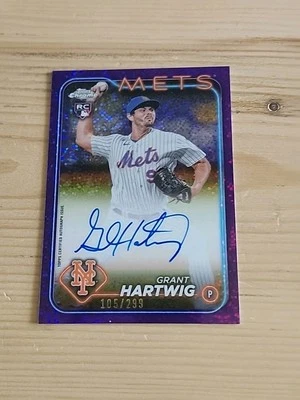 2024 Topps Chrome Grant Hartwig Rookie Auto Purple Speckle Refractor #/299 - Image 1 of 2