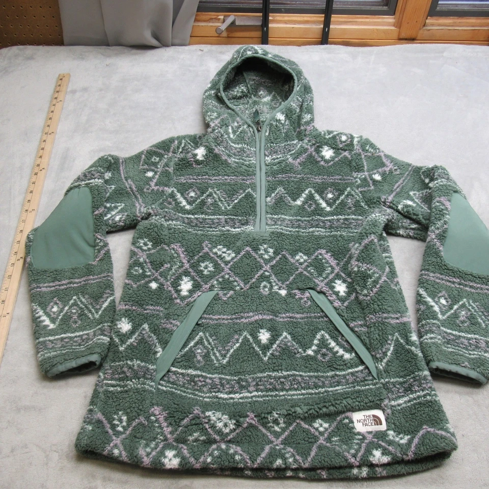 Женская толстовка с капюшоном The North Face Размер Small Зеленый Ацтекский Шерпа Флис Campshire Пуловер - Изображение 1 из 4