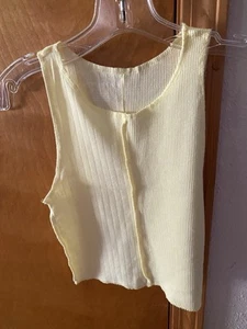 American Eagle Cropped Racerback Yellow Multi Texture Tank Top NWT Size MEDIUM - Picture 1 of 3