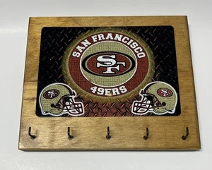 San Francisco 49ers Rustic Home Office wall decor key hanger holder 5 Hooks - Picture 1 of 5