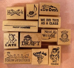 Juego de 12 estampillas de goma para maestros, excelentes ahorradores de tiempo - Imagen 1 de 2