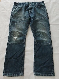 Mens Jeans Zeenzo W36 Short Regular Fit Panel Detail Button Fly Blue 23471 - Picture 1 of 17