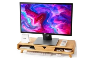 Soporte elevador para monitor de bambú Homerays sin necesidad de montaje ergonómico - Imagen 1 de 2