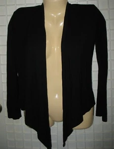 SO NIKKI... L (14) - BLACK OPEN LONG SLEEVE KNIT SHRUG - RAYON, POLY & SPANDEX - Picture 1 of 5