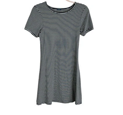 BRANDY MELVILLE womens one size black striped short sleeve a line t shirt dress - Image 1 of 4