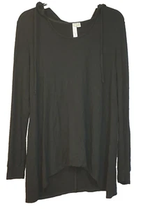 Women’s Green Tea Black Velour Long Sleeve Light Weight Hoodie SIZE Medium - Picture 1 of 4