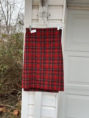 NUEVO CON ETIQUETAS Falda Talbots Bonita Roja Negra Verde A Cuadros Pequeña Negra Lentejuelas Forrada 16W Foto 1 de 4