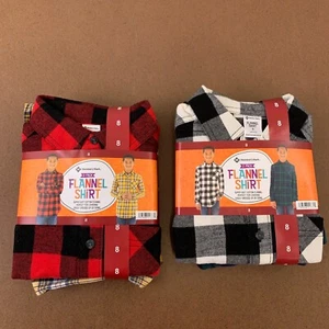 Members Mark Boys Size 8 Multi-Color Flannel Long Sleeve Shirts 4 Pieces NWT - Picture 1 of 8