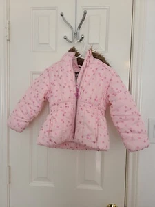 Rothschild Girls 3T Pink Foil Print Hearts Puffer Hood Zip Pocket Jacket - Picture 1 of 4