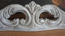 Carved Wood Pediment Shabby Painted Light Grey