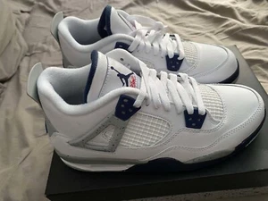Nike Air Jordan 4 Retro GS Midnight Navy Blue Shoes 408452-140 YOUTH Size 7Y - Picture 1 of 5