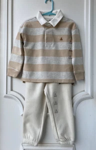 NWT babyGap - Easter/Spring Boy's 2 Piece Pants Set/Outfit - Brown/Ivory Size 3 - Picture 1 of 5