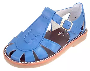 DE OSU -Spain -European -Boys/Girls Blue Leather Fisherman Sandals -Sizes 4.5-9 - Picture 1 of 6