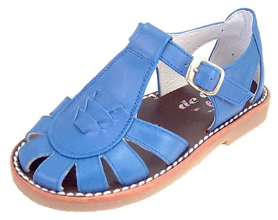DE OSU -Spain -European -Boys/Girls Blue Leather Fisherman Sandals -Sizes 4.5-9 - Image 1 of 4