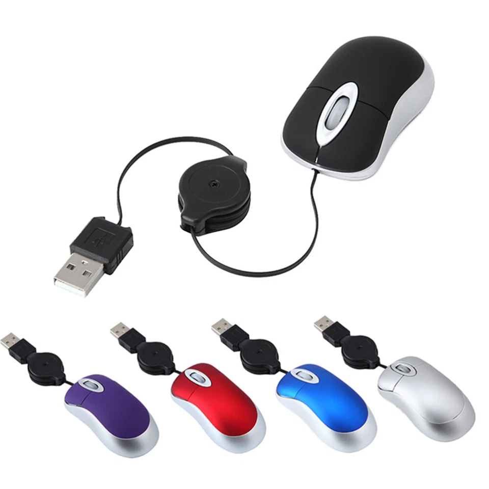 Kreative Mini-USB Einziehbare USB-Maus-Kabel Maus Mini Teleskopmaus - Bild 1 von 4