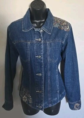 Blassport Floral Denim Jacket Size Medium Excellent Condition  - Image 1 of 4